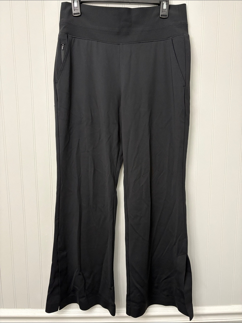 Athleta Wide Leg Pull On Pants Women Size Medium Petite Black